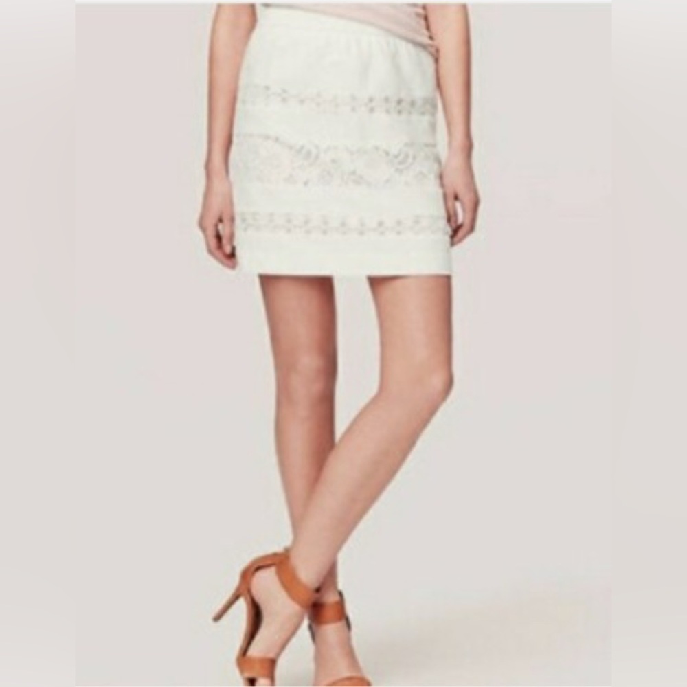 LOFT White Lace Mini Skirt Cotton NWT Size 12